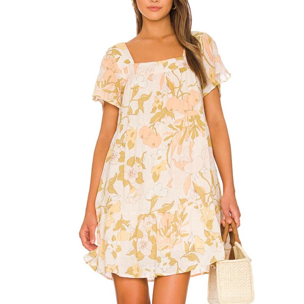 Rails Valentina Dress in Citrus Floral Size Large Tiered Square Neck - Picture 8 of 8